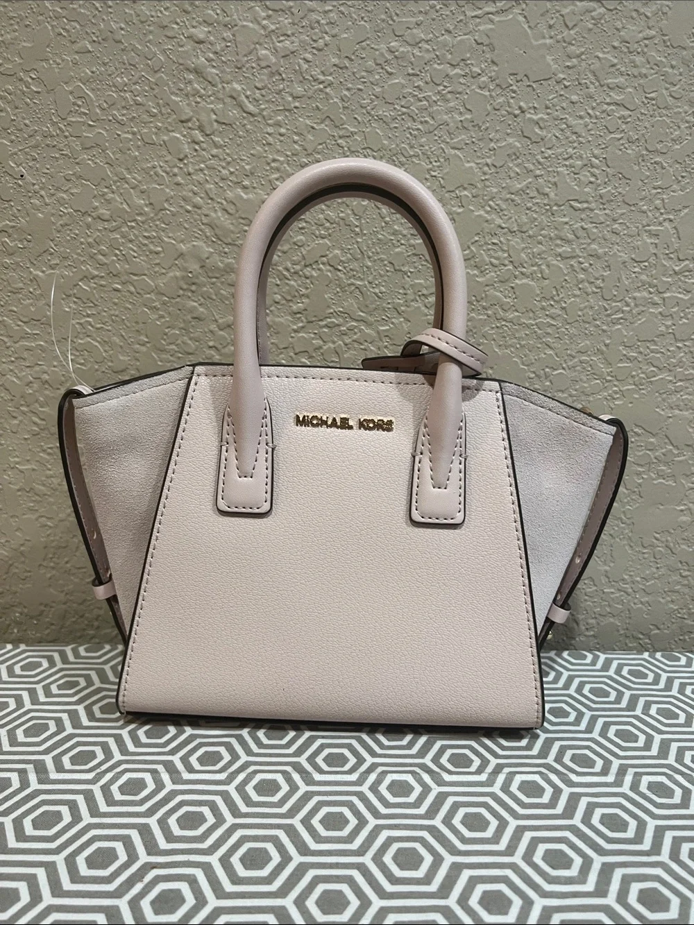 Michael Kors AVRIL Powder Blush Leather Satchel with Gold Logo